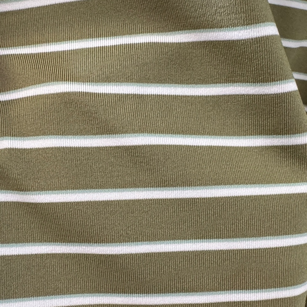 Olive Green Striped Youth Performance Polo - Picture 5 of 5